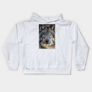 Timber Wolf Portrait Kids Hoodie